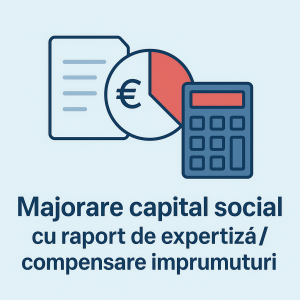 Majorare capital social cu raport de expertiză / compensare împrumuturi